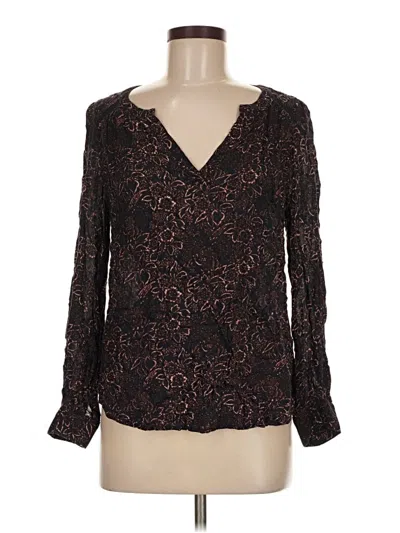 Pre-owned Hinge Long Sleeve Blouse In Brown