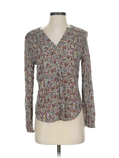 Pre-owned Hinge Long Sleeve Blouse In Gray