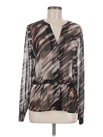 Pre-owned Hinge Long Sleeve Blouse In Gray