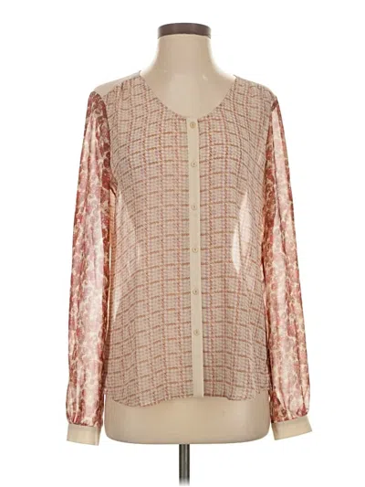 Pre-owned Hinge Long Sleeve Blouse In Pink
