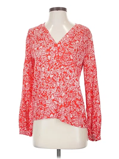 Pre-owned Hinge Long Sleeve Blouse In Red