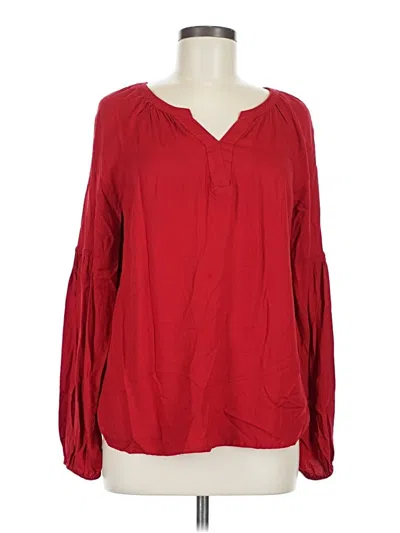 Pre-owned Hinge Long Sleeve Blouse In Red