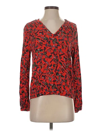 Pre-owned Hinge Long Sleeve Blouse In Red