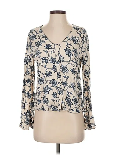 Pre-owned Hinge Long Sleeve Blouse In White