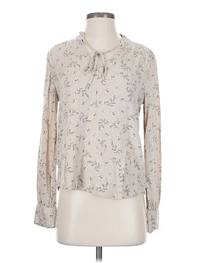 Pre-owned Hinge Long Sleeve Blouse In White