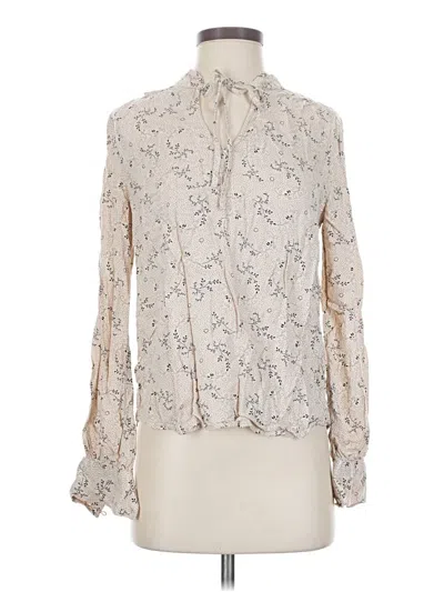 Pre-owned Hinge Long Sleeve Blouse In White