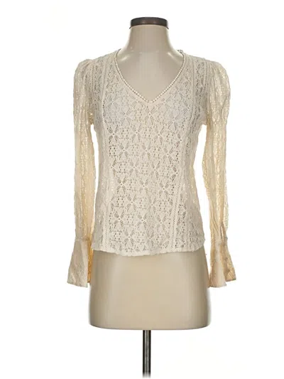 Pre-owned Hinge Long Sleeve Blouse In White