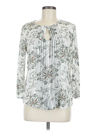 Pre-owned Hinge Long Sleeve Blouse In White