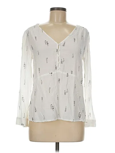 Pre-owned Hinge Long Sleeve Blouse In White