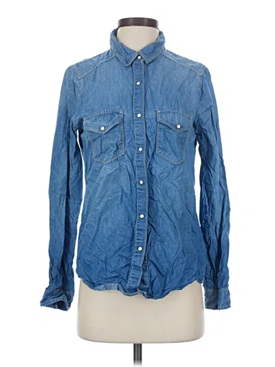 Pre-owned Hinge Long Sleeve Button Down Shirt In Blue