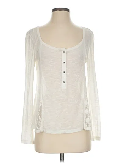 Pre-owned Hinge Long Sleeve Henley Shirt In Ivory