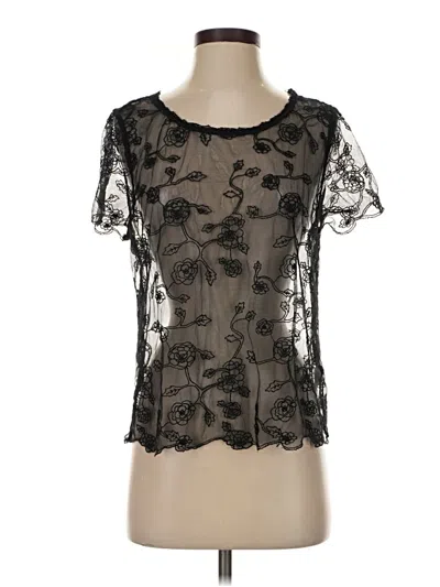 Pre-owned Hinge Short Sleeve Blouse In Black