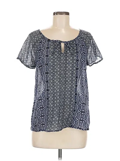 Pre-owned Hinge Short Sleeve Blouse In Blue