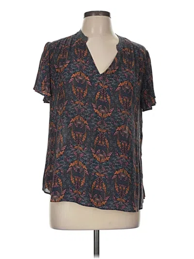 Pre-owned Hinge Short Sleeve Blouse In Blue