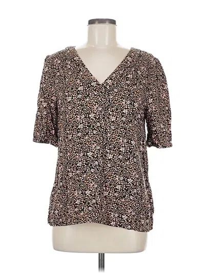 Pre-owned Hinge Short Sleeve Blouse In Brown