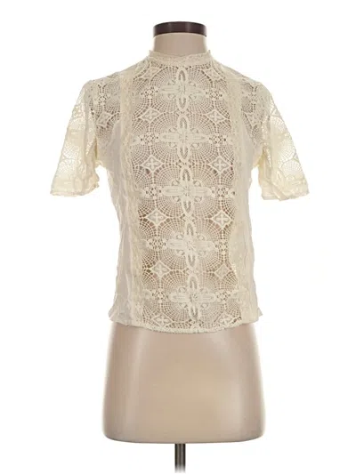 Pre-owned Hinge Short Sleeve Blouse In Ivory