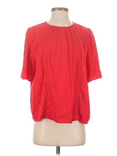 Pre-owned Hinge Short Sleeve Blouse In Red