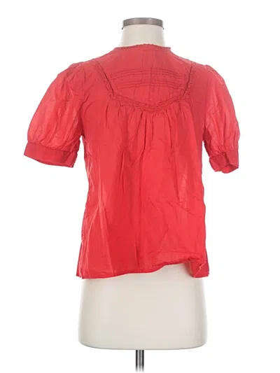 Pre-owned Hinge Short Sleeve Blouse In Red