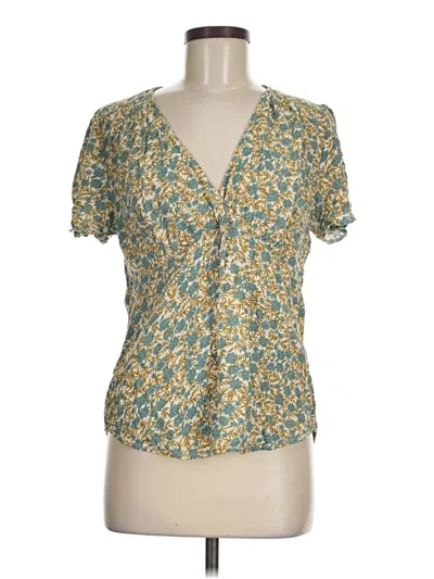 Pre-owned Hinge Short Sleeve Blouse In Yellow