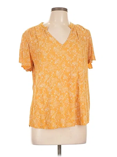 Pre-owned Hinge Short Sleeve Blouse In Yellow