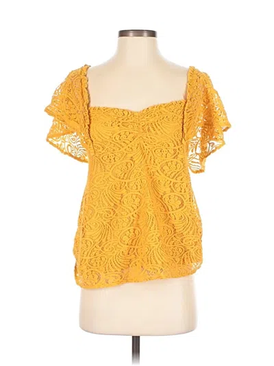 Pre-owned Hinge Short Sleeve Blouse In Yellow
