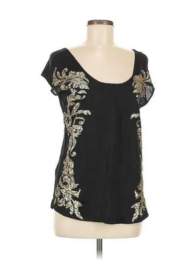 Pre-owned Hinge Short Sleeve Top Black Scoop Neck Tops