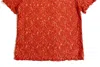 Hinge Women's See Through Sheer Short Sleeves Lace Top In Orange In Orange