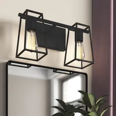 Hinkley 2-light Open Cage Bath Vanity Fixture In Matte Black;satin Black