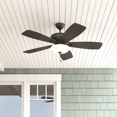 Hinkley 52"  5 - Blade Standard Ceiling Fan With Pull Chain And Light Kit Included In Metallic Matte Bronze