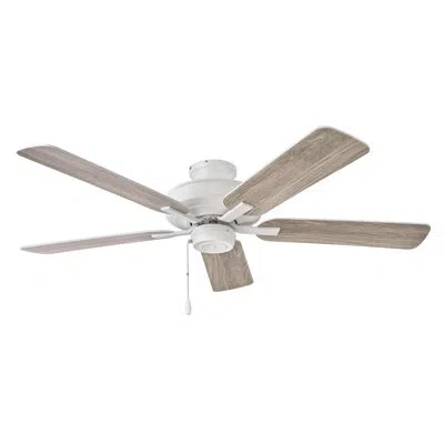 Hinkley 52" Metro 5 - Blade Standard Ceiling Fan With Pull Chain In Chalk White With Weathered Wood Blades