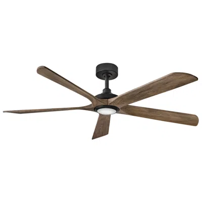 Hinkley 58" Layton Matte Black And Driftwood Led Smart Ceiling Fan