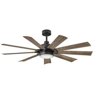 Hinkley 60"  Turbine Led Wet Rated 9-blade Black Driftwood Smart Fan