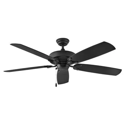 Hinkley 60" Oasis 5 - Blade Standard Ceiling Fan With Pull Chain In Matte Black