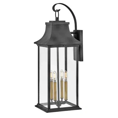 Hinkley Adair 4-light Outdoor Wall Mount Coach Lantern W/ Leds Included - Aged Zinc