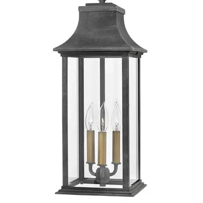 Hinkley Adair Large 3-light Outdoor Hanging Lantern In Aged Zinc