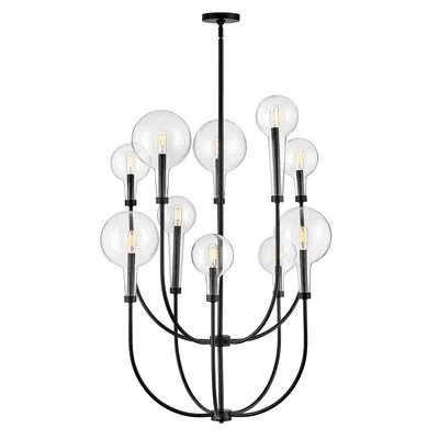 Hinkley Alchemy 10-light Clear Tapered Globe Pendant W/ U-shaped Stems In Black