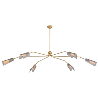 Hinkley Altman Extra Large Low Profile Chandelier 80" Lacquered Brass