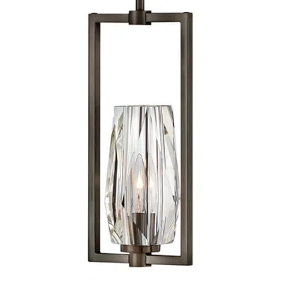 Hinkley Ana 1-light Pendant W/ Faceted Heavy-cut Diamond-shaped Crystal Shades In Black Oxide