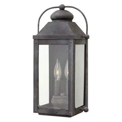 Hinkley Anchorage 9 1/4"w Aged Zinc Two Candle Outdoor Wall Light