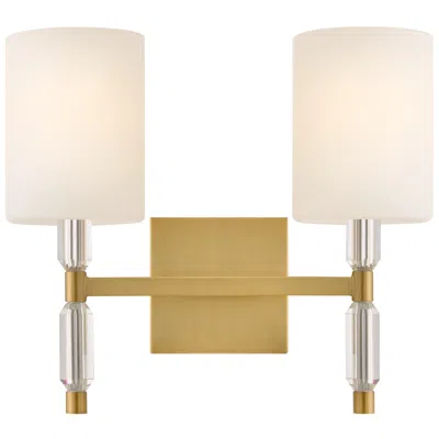 Hinkley Anika Small Two Light Vanity 14" Lacquered Brass In Gold