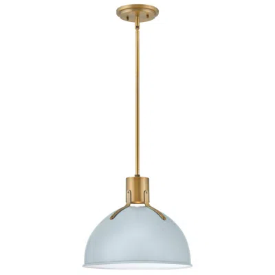 Hinkley Argo 14" Wide Brass And Blue Modern Pendant Light