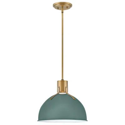 Hinkley Argo 14" Wide Brass And Green Dome Pendant Light