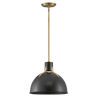 Hinkley Argo 14" Wide Gold And Satin Black Dome Pendant Light