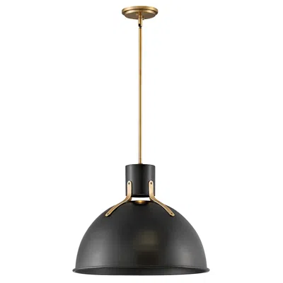 Hinkley Argo 20" Wide Satin Black And Brass Led Dome Pendant Light