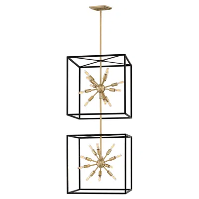 Hinkley Aros 20" Wide Brass Black 24-light 2-tier Pendant