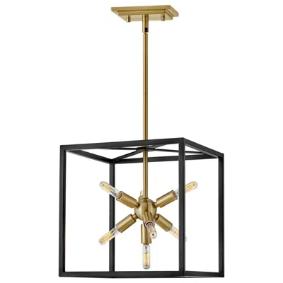 Hinkley Aros Small Convertible Pendant Black With Warm Brass Accents