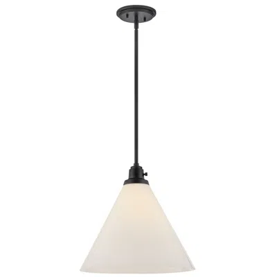 Hinkley Arti 15" Wide Black And Cased White Opal Glass Cone Pendant