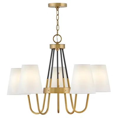 Hinkley Aston 28 1/4" Wide Bent Arm Heritage Brass Shade Chandelier