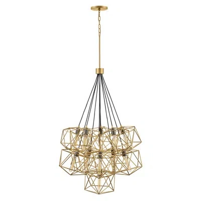 Hinkley Astrid 11-light Geometric Multi-tier Chandelier Pendant In Deluxe Gold
