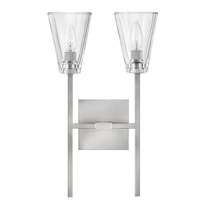 Hinkley Auden Large Two Light Bath Vanity In Polished Nickel